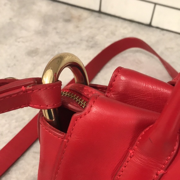 J Crew Crossbody Purse Womens Red Harper Leather Shoulder Bag Classic Bohemian - Picture 5 of 12